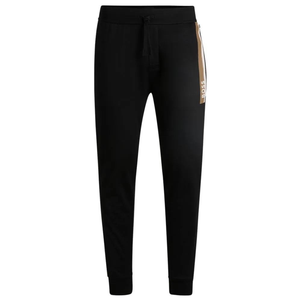 Cotton-terry tracksuit bottoms with stripe print