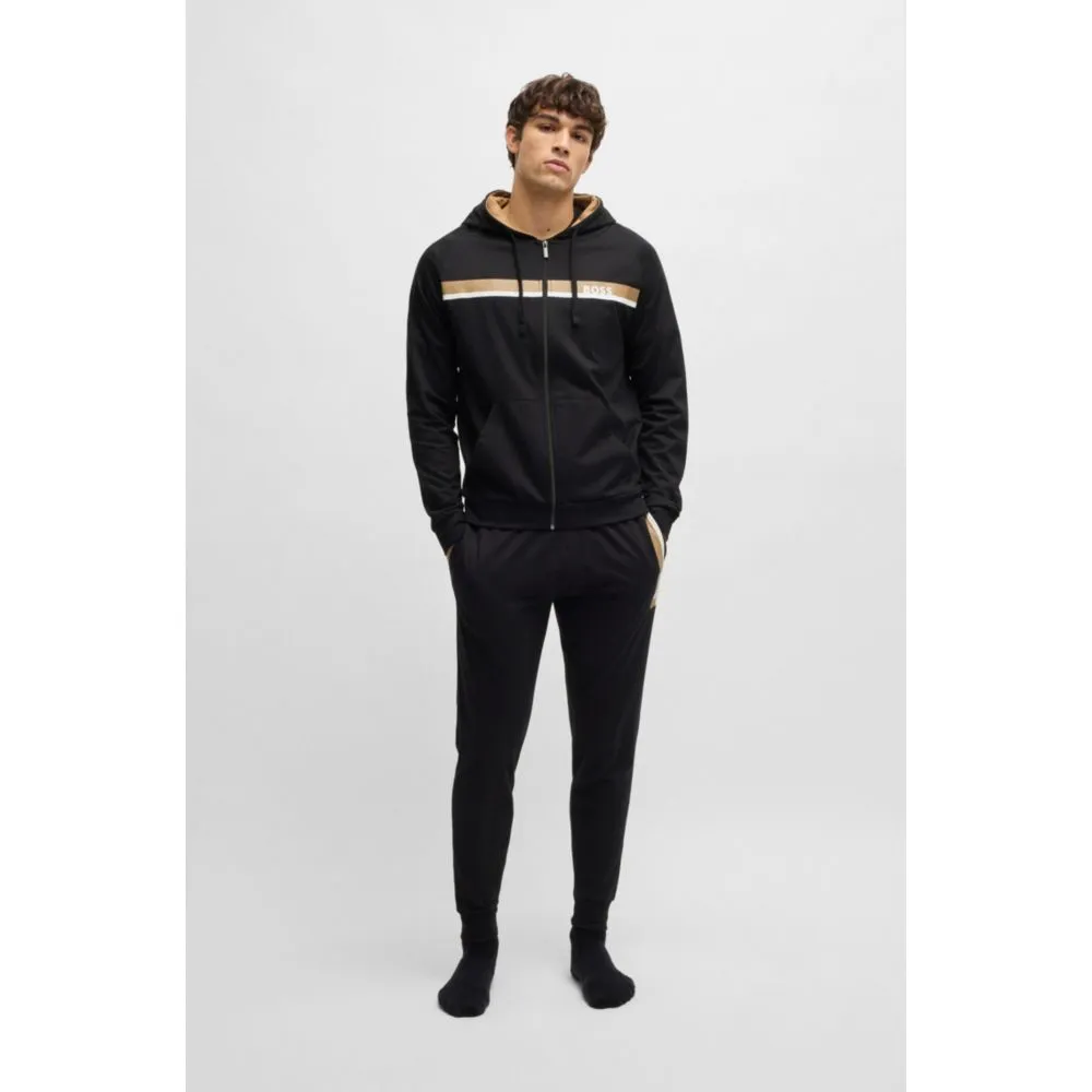 Cotton-terry tracksuit bottoms with stripe print