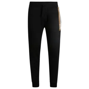 Cotton-terry tracksuit bottoms with stripe print
