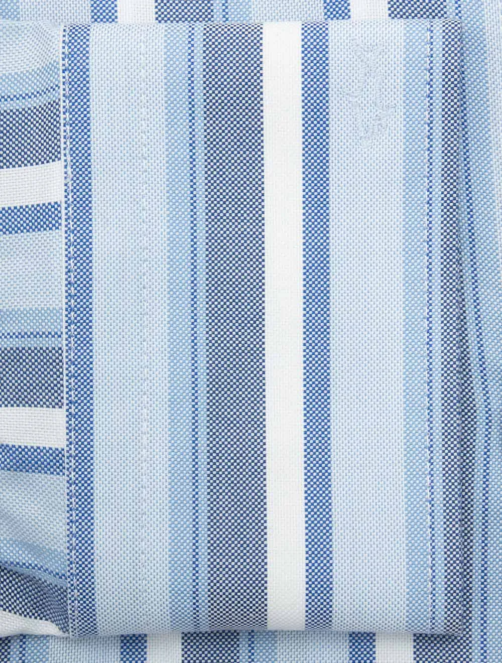 Cotton Twin Stripe Shirt Blue