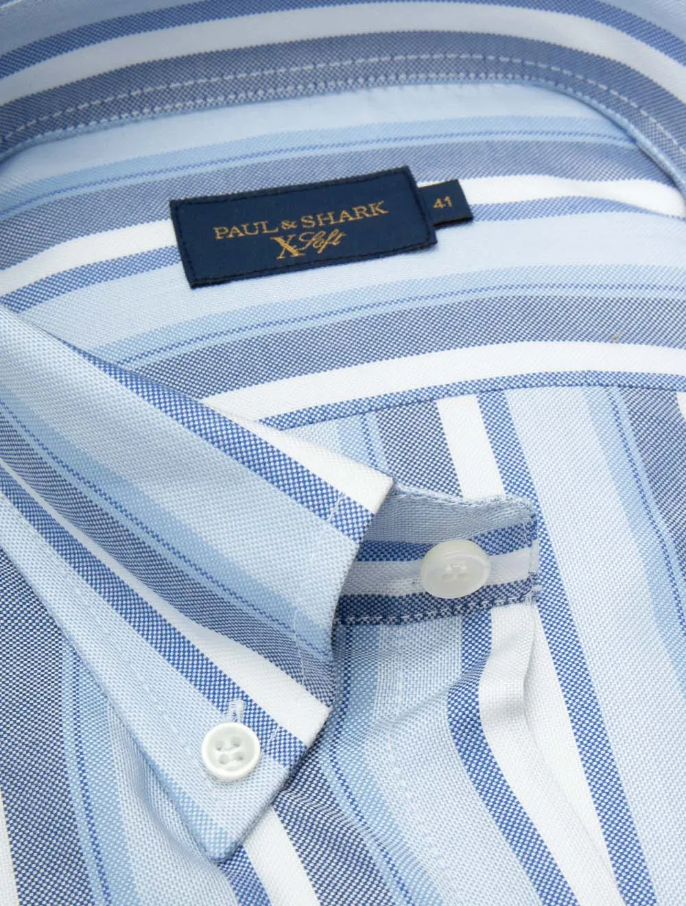 Cotton Twin Stripe Shirt Blue