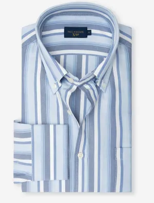 Cotton Twin Stripe Shirt Blue