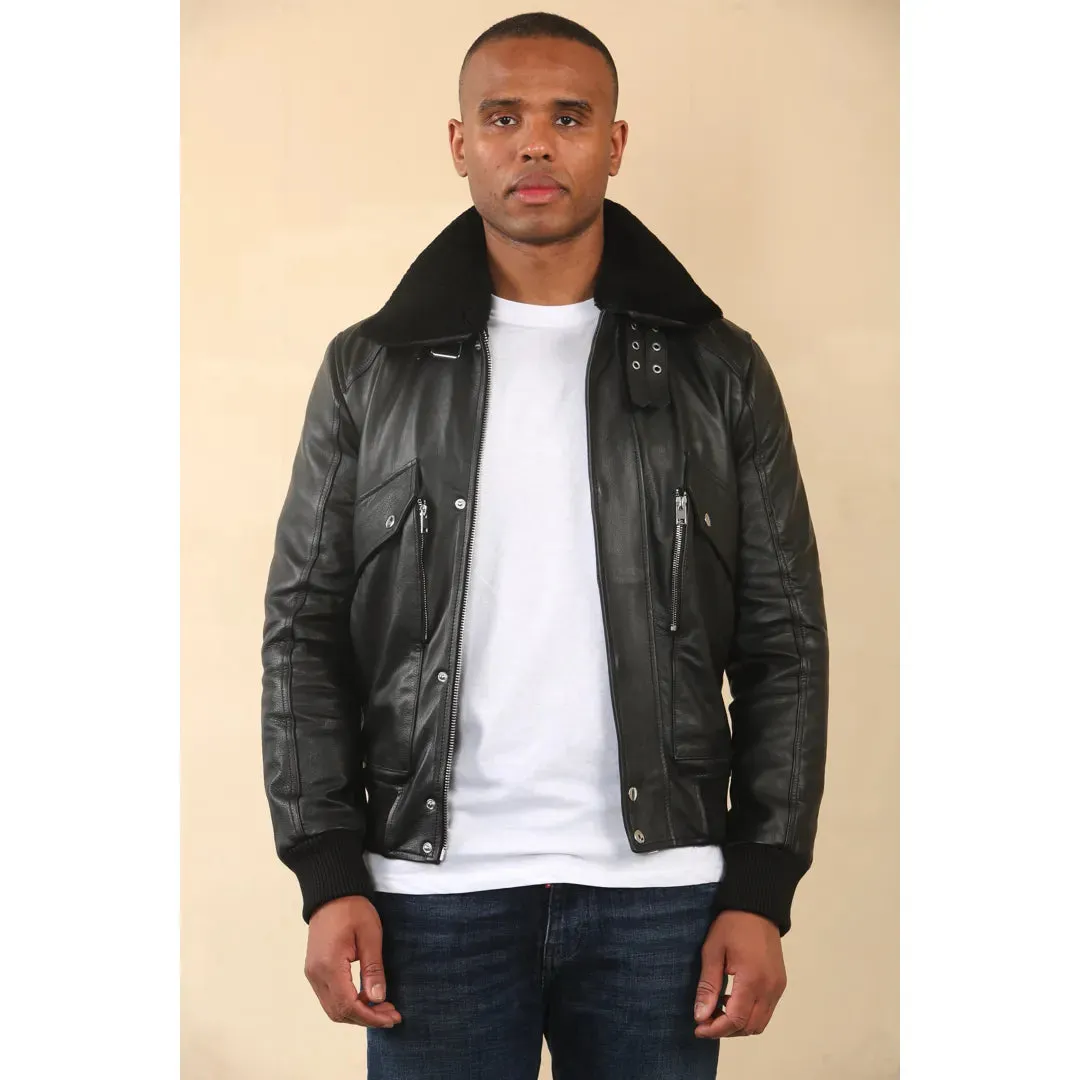 Cowhide Aviator Bomber Leather Jacket