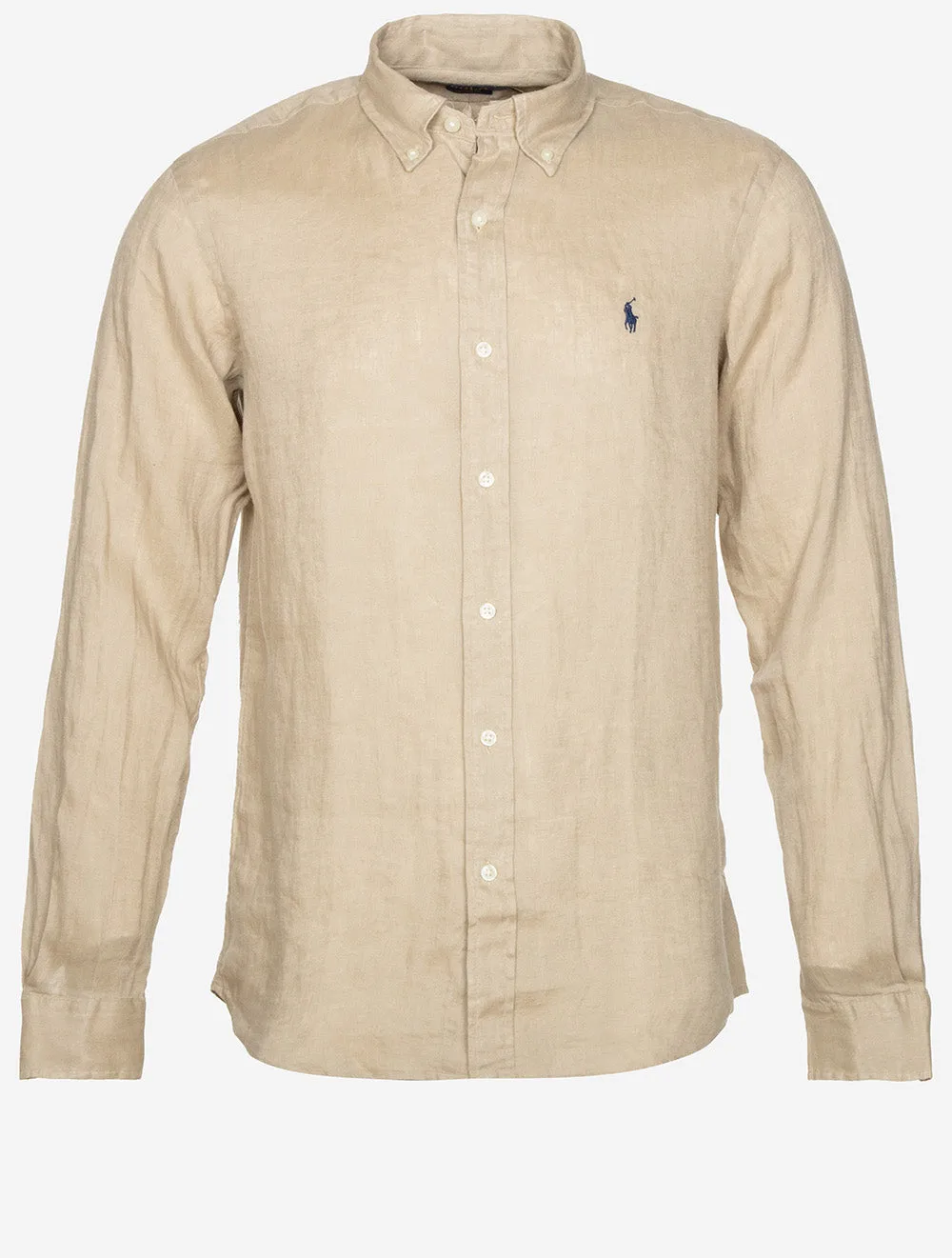 Custom Fit Linen Shirt Beige