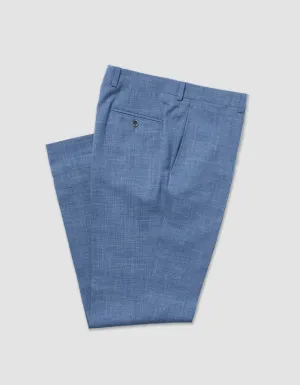 DARK BLUE CRASH LINEN TROUSERS - CLASSIC FIT