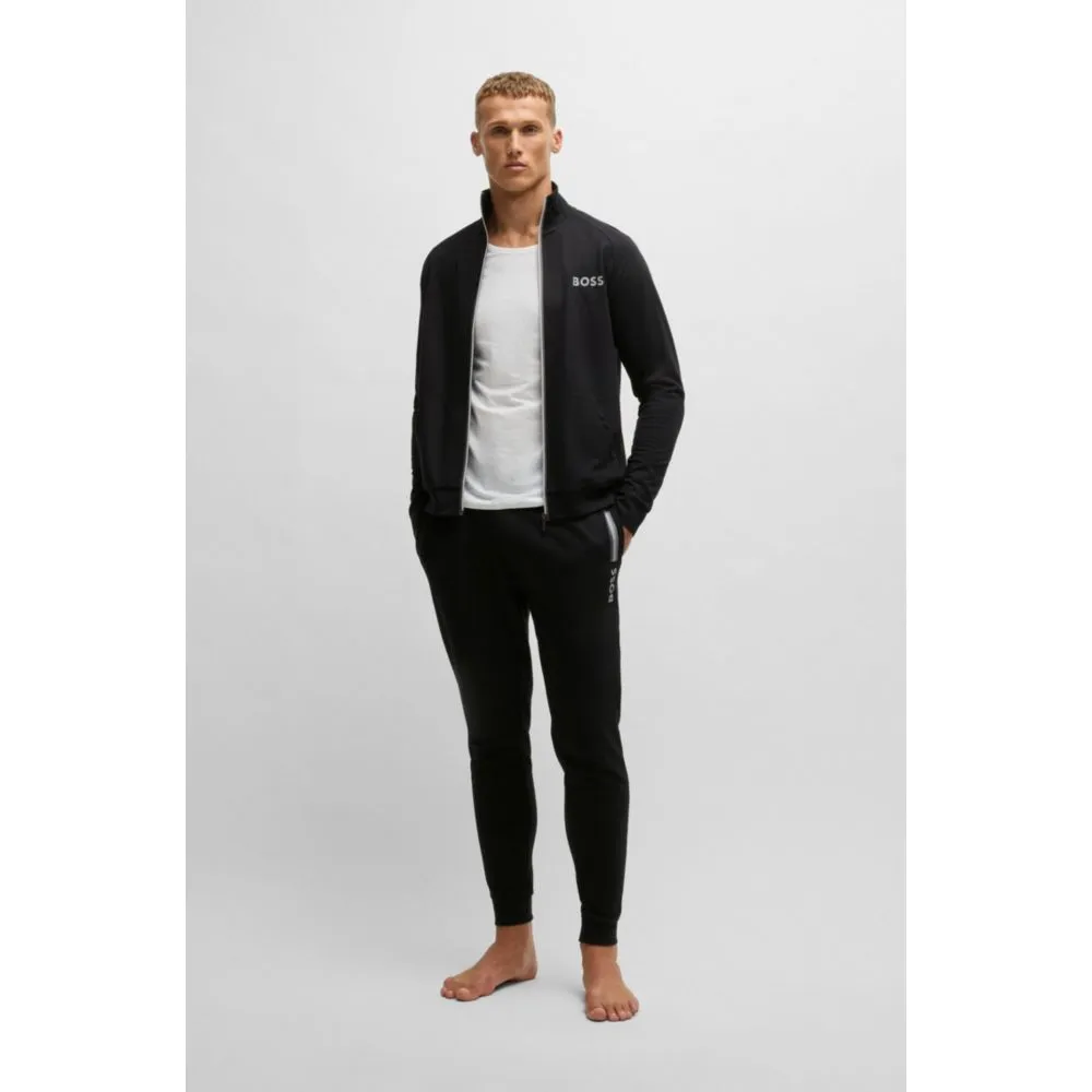Drawcord tracksuit bottoms in cotton terry with logo print