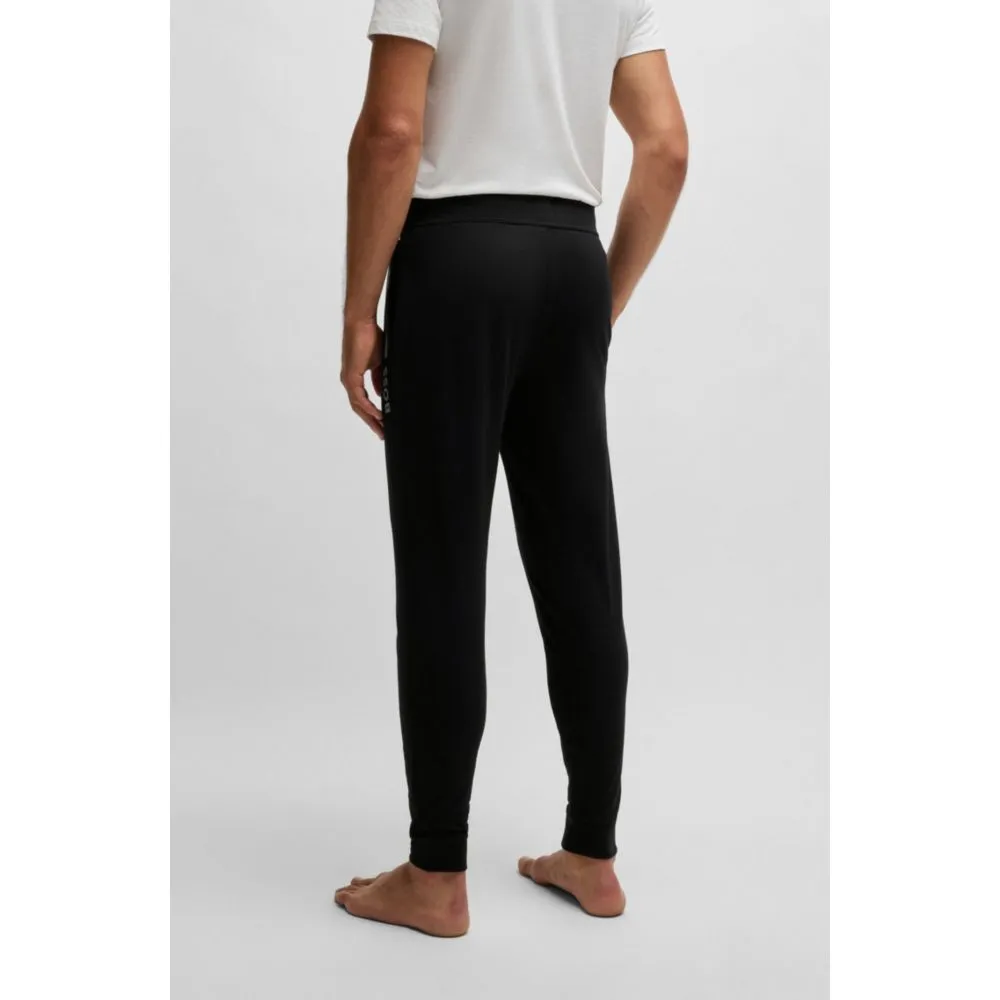 Drawcord tracksuit bottoms in cotton terry with logo print