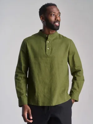 Elijah Men's Organic Linen Cotton Shirt | Khaki
