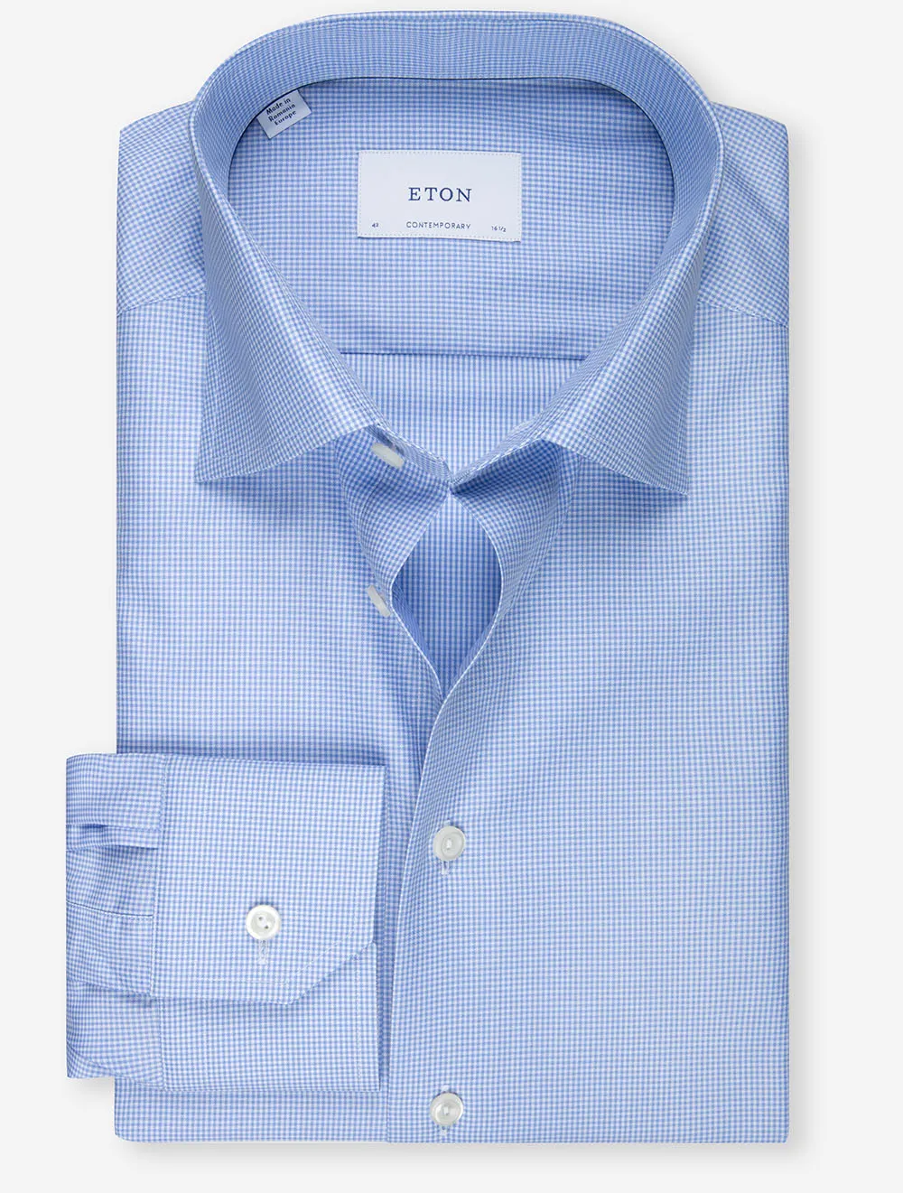Fine Check Signature Contemporary Fit Shirt Blue