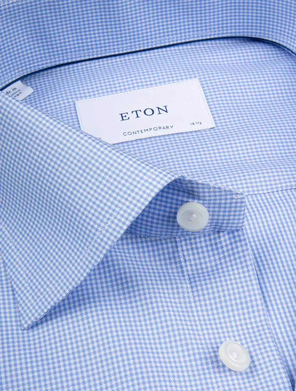 Fine Check Signature Contemporary Fit Shirt Blue