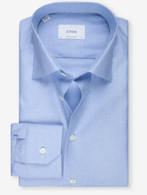 Fine Check Signature Contemporary Fit Shirt Blue