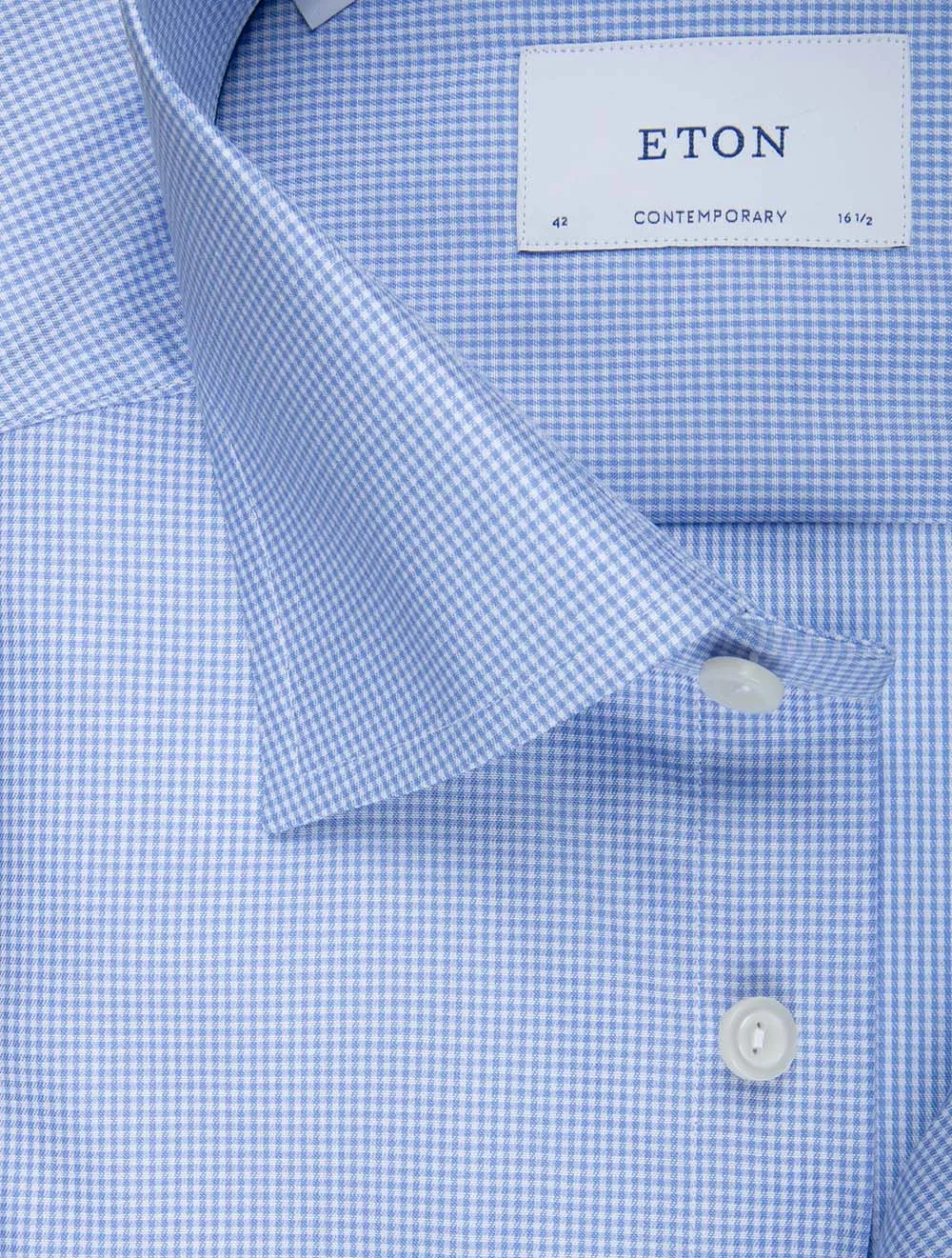 Fine Check Signature Contemporary Fit Shirt Blue