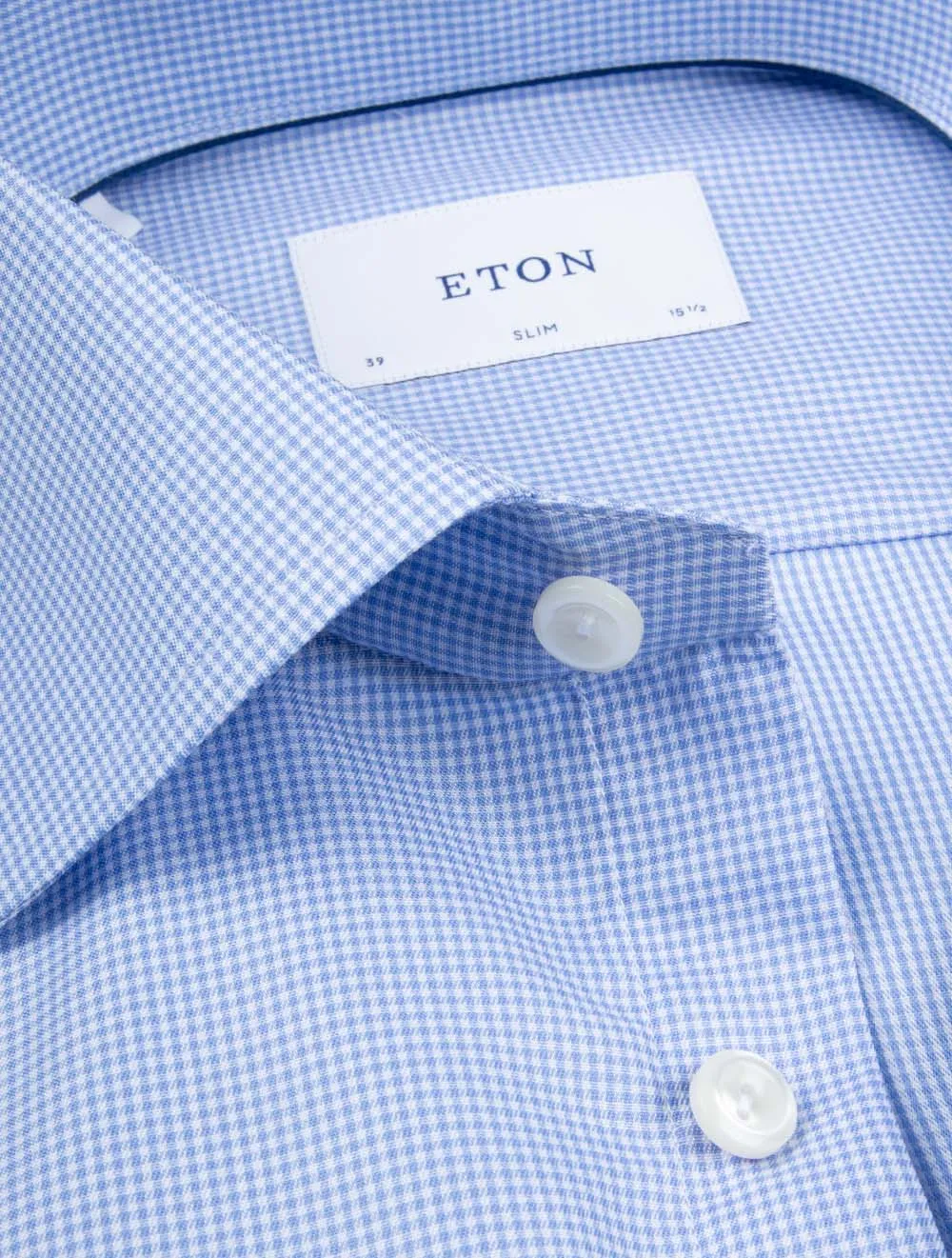 Fine Check Signature Slim Fit Shirt Blue