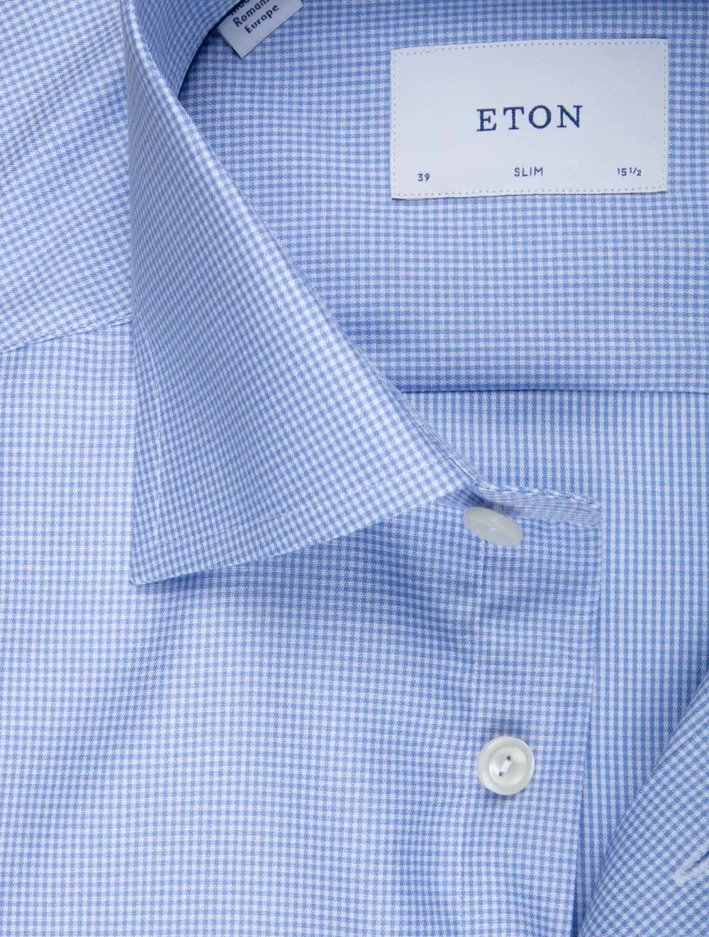 Fine Check Signature Slim Fit Shirt Blue