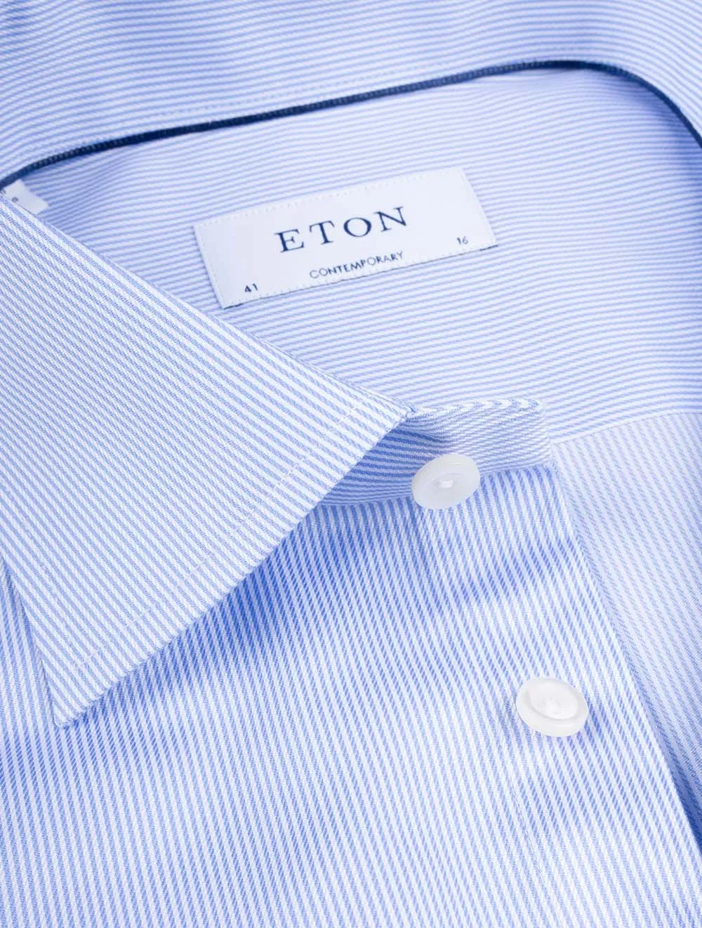 Fine Striped Contemporary Fit Shirt Blue