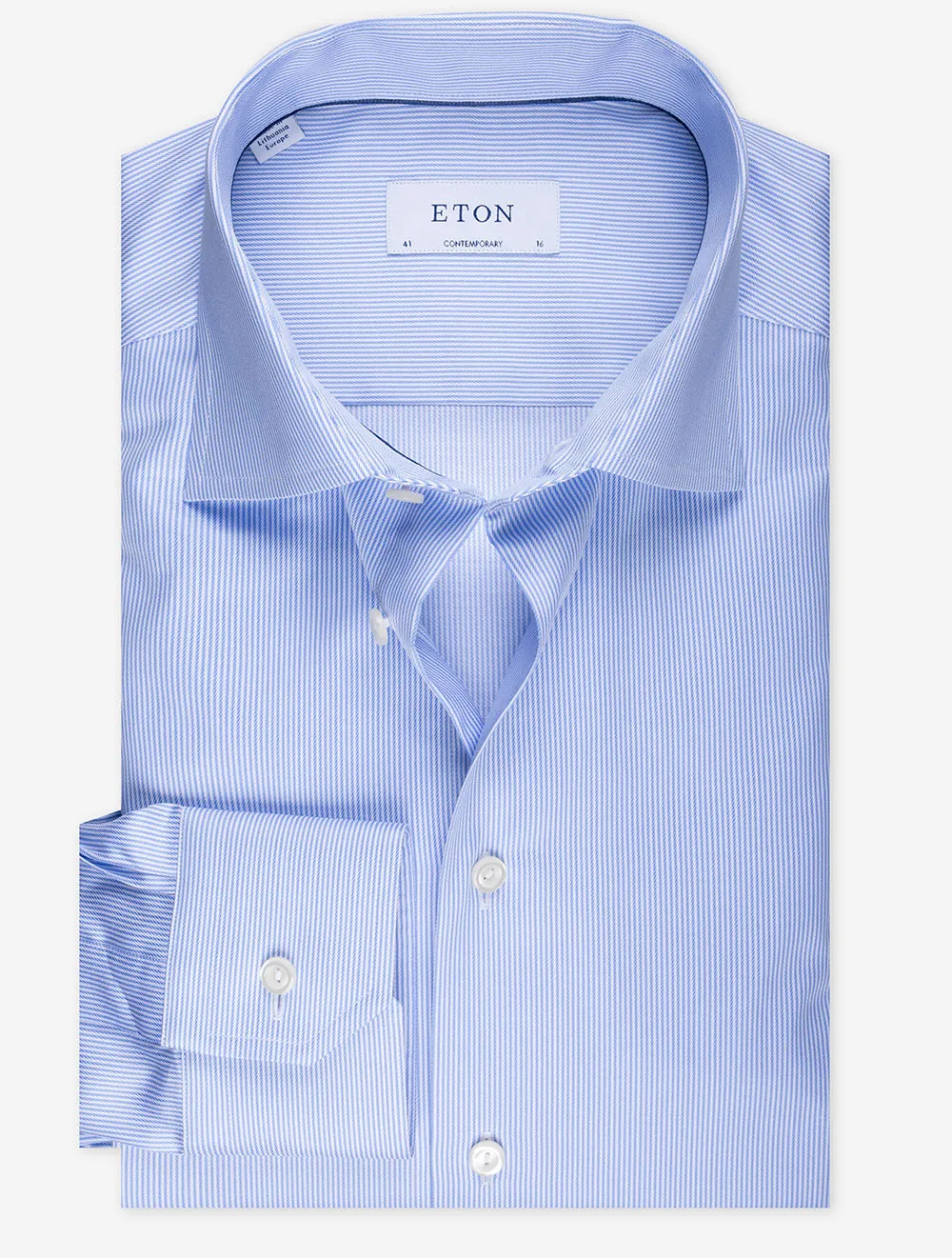 Fine Striped Contemporary Fit Shirt Blue