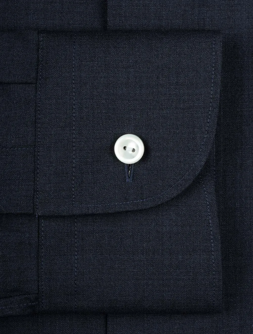 Fine Wool Slim Fit Shirt Navy