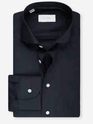 Fine Wool Slim Fit Shirt Navy