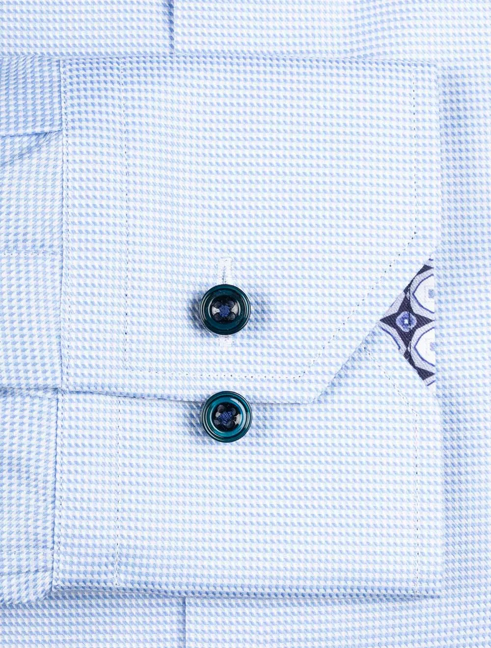 Fitted Puppytooth With Circle Pattern Blue