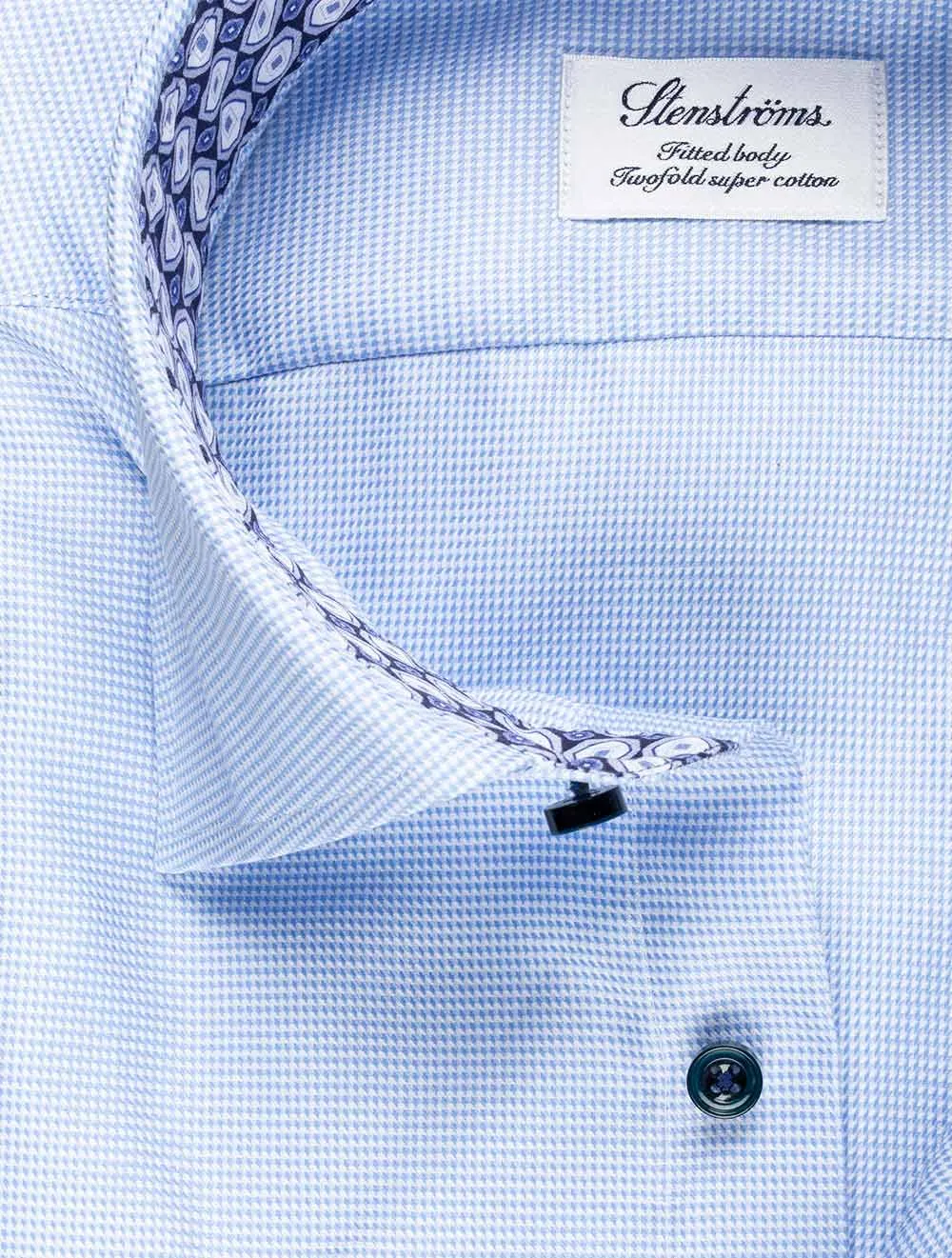 Fitted Puppytooth With Circle Pattern Blue