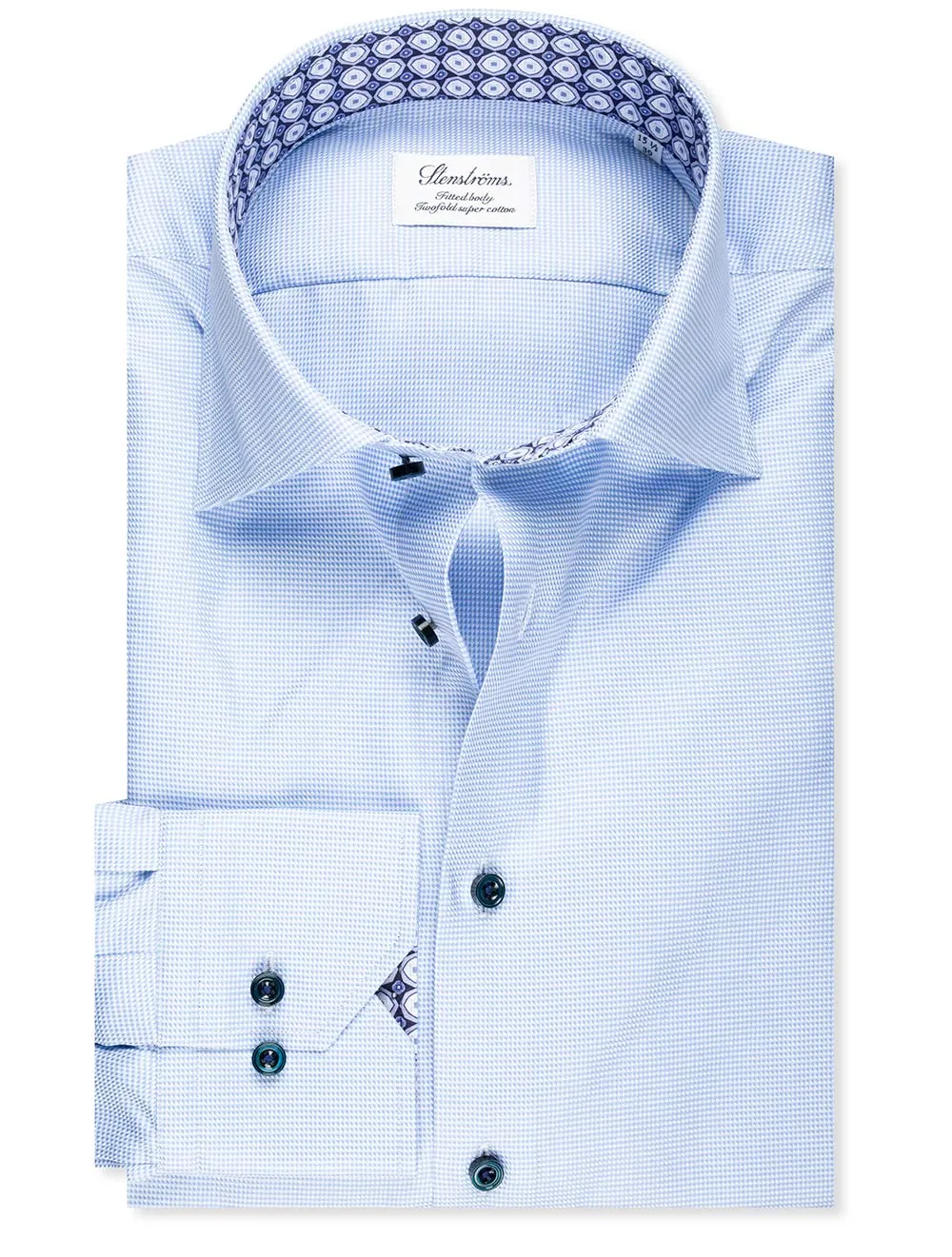 Fitted Puppytooth With Circle Pattern Blue