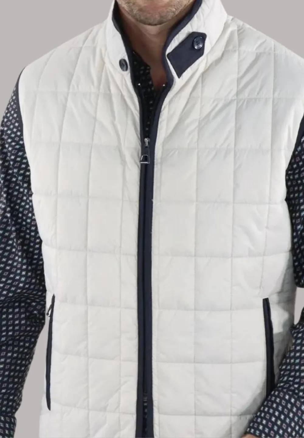 Full Zip Beige Quilted Vest