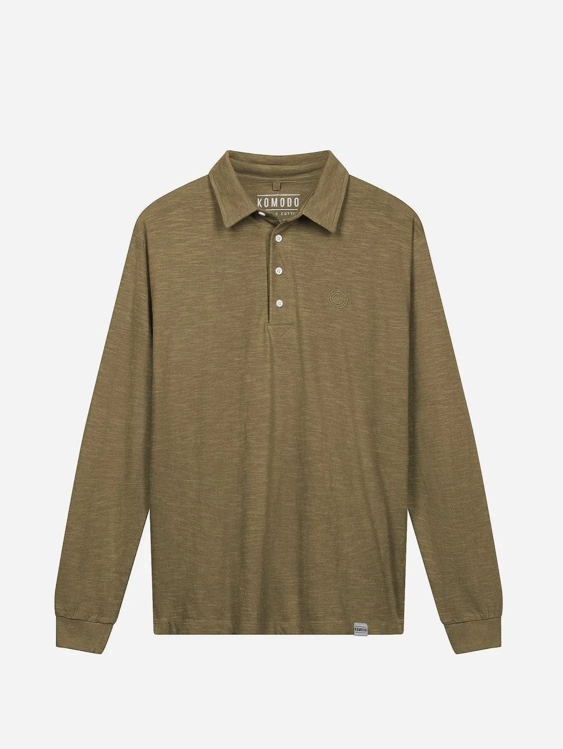 Genesis Men's Organic Cotton Long Sleeve Polo Top | Moss Green