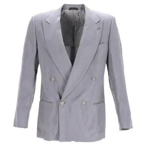 Giorgio Armani Double-Breasted Blazer in Grey Cupro