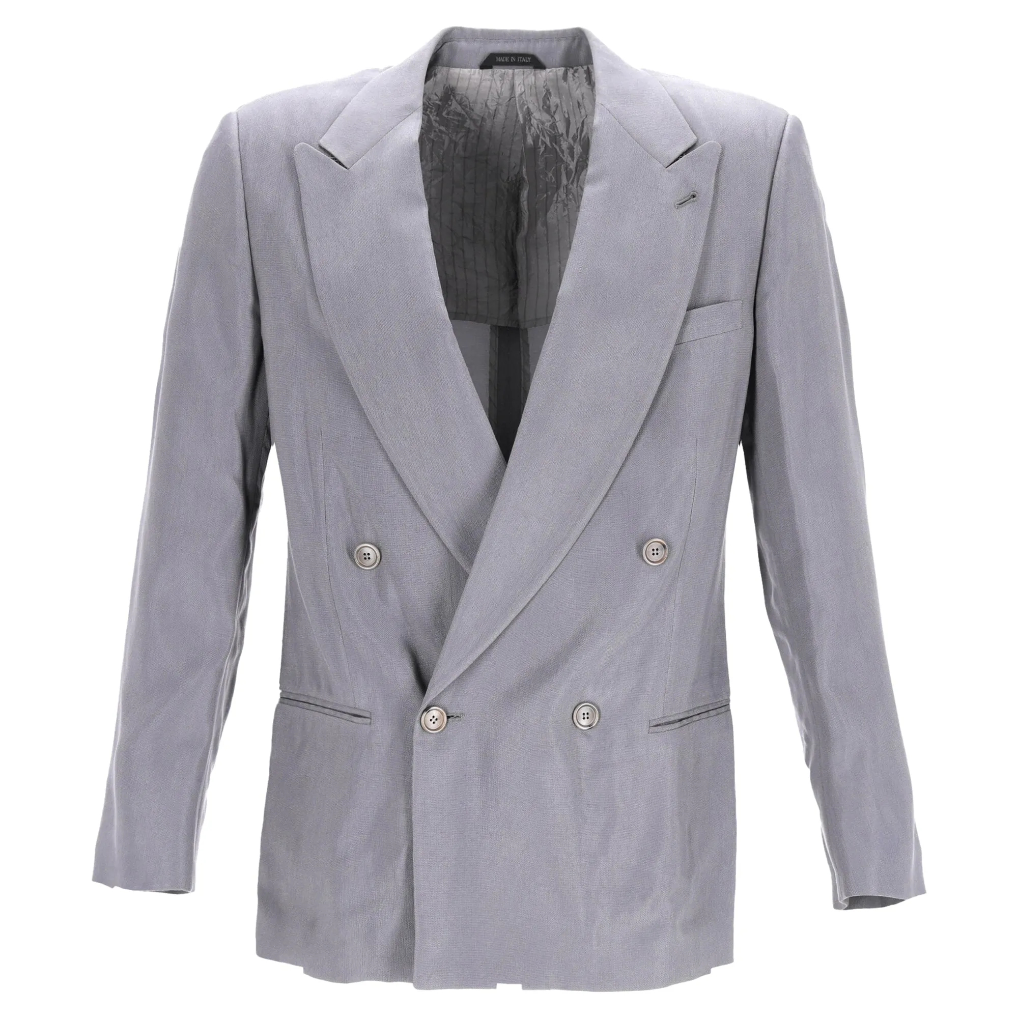 Giorgio Armani Double-Breasted Blazer in Grey Cupro