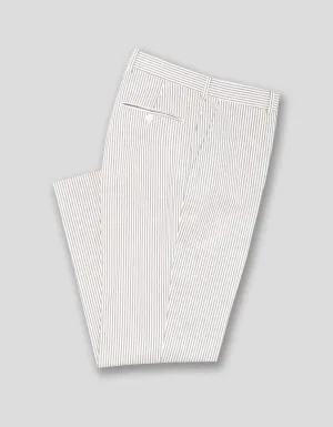 GREY/WHITE SEERSUCKER TROUSERS - CLASSIC FIT