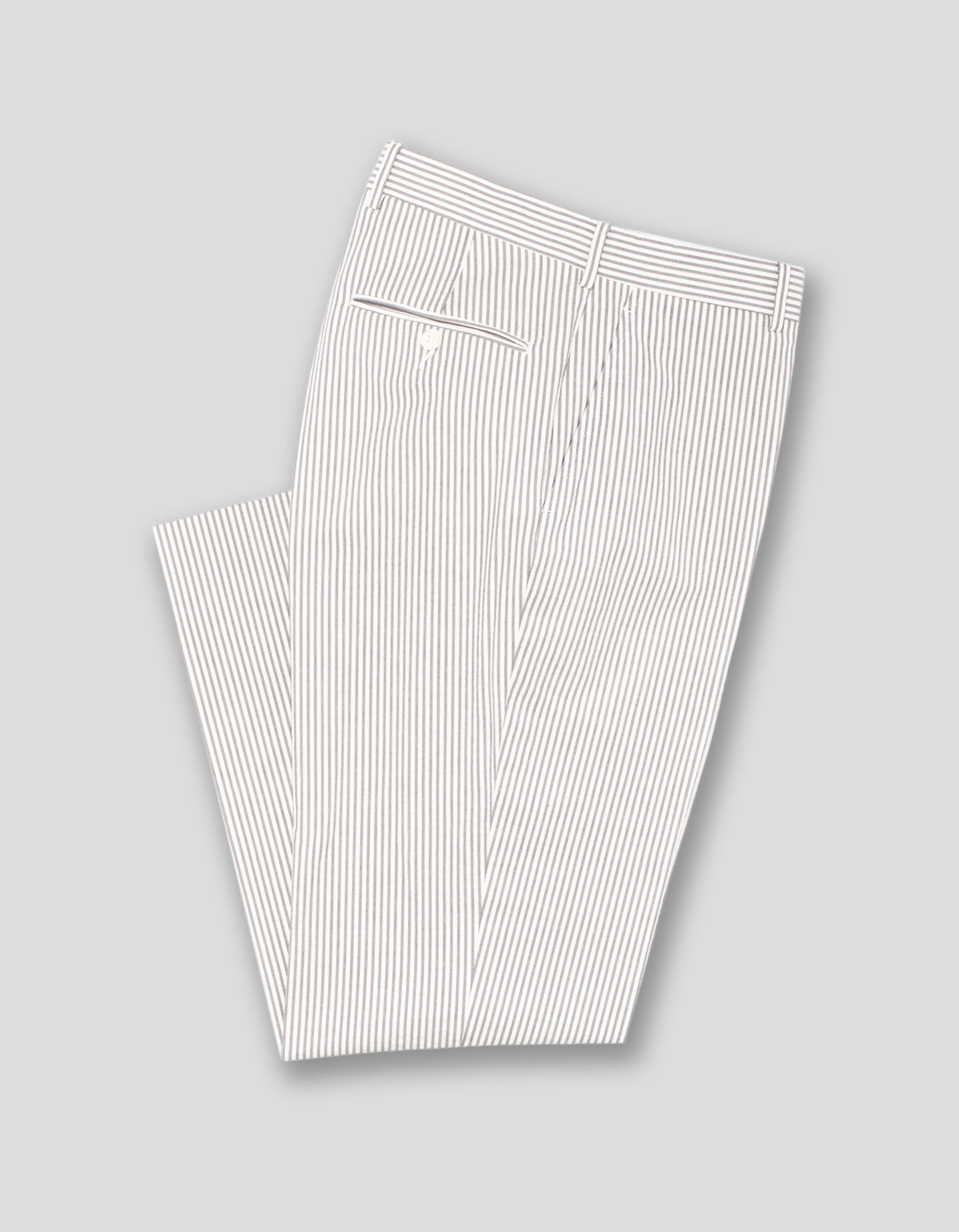 GREY/WHITE SEERSUCKER TROUSERS - CLASSIC FIT
