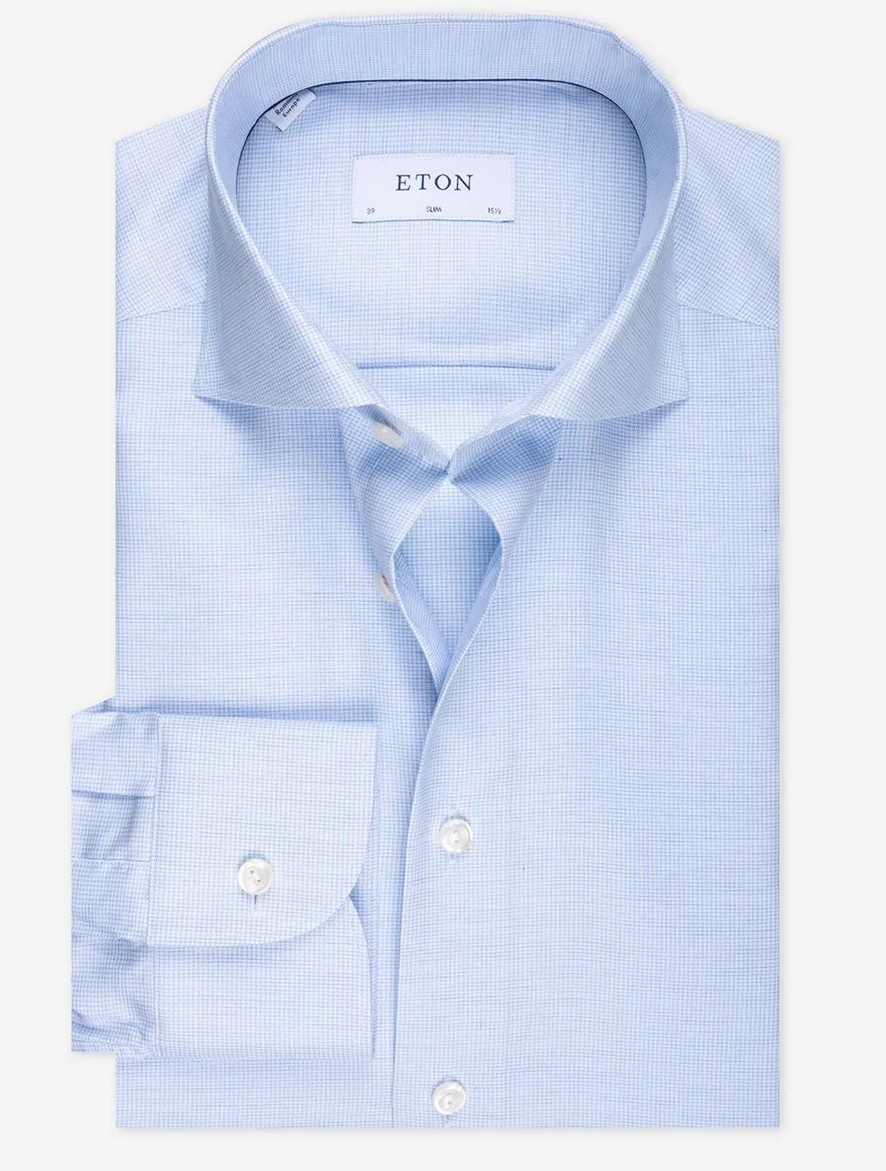 Houndstooth Fine Twill Slim Fit Shirt Blue