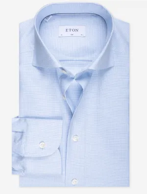 Houndstooth Fine Twill Slim Fit Shirt Blue