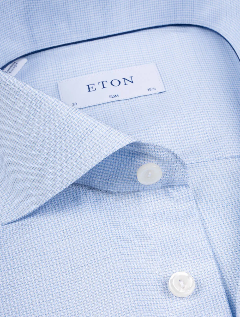 Houndstooth Fine Twill Slim Fit Shirt Blue
