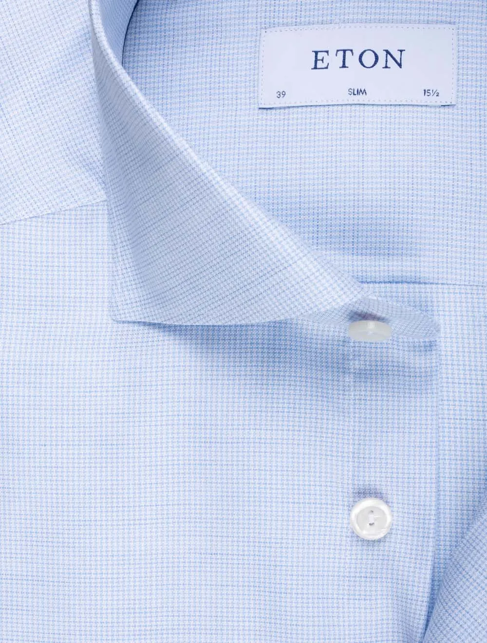 Houndstooth Fine Twill Slim Fit Shirt Blue