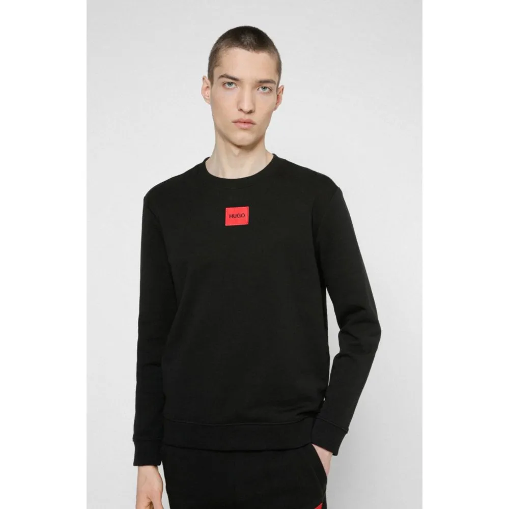 HUGO BOSS - Cotton Terry Sweatshirt With Red Logo Label