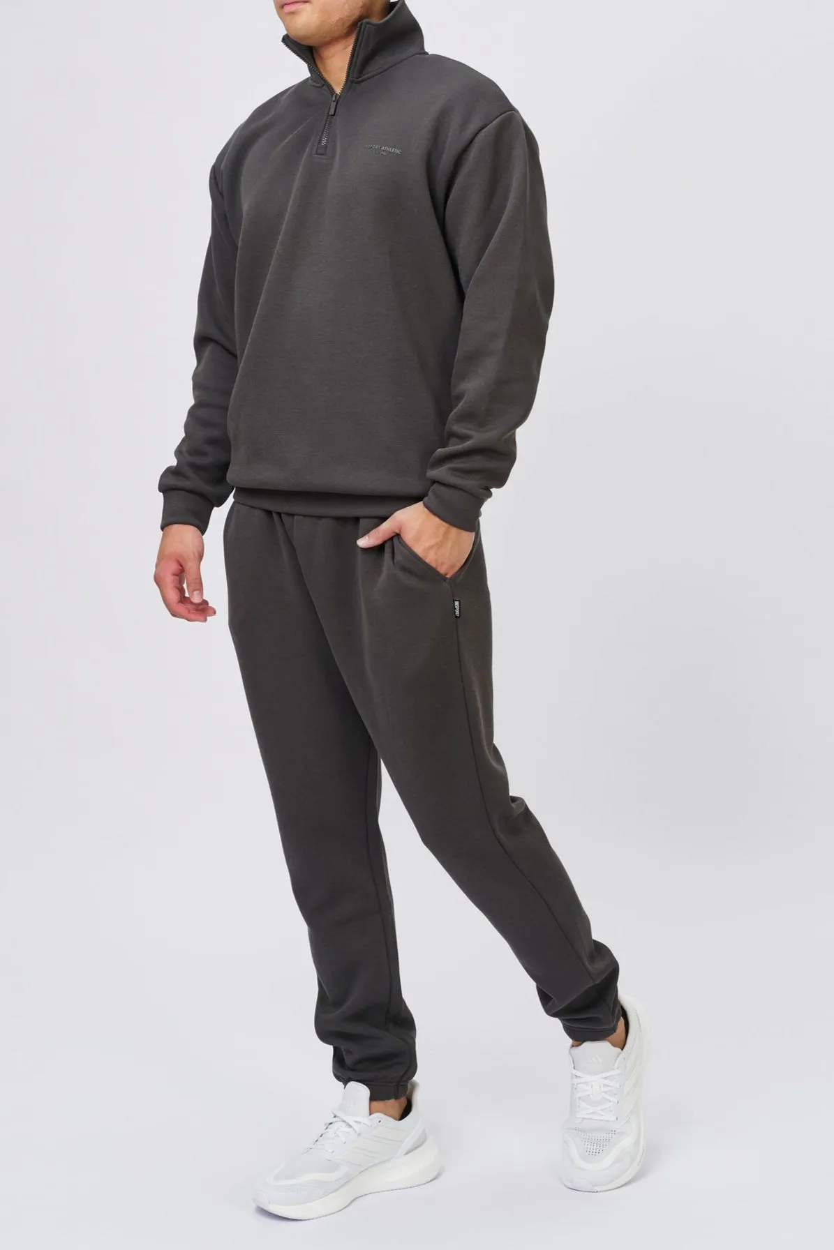INSPORT MENS DENVER FLEECE ASH QUARTER ZIP Cothing_Mens-Insport
