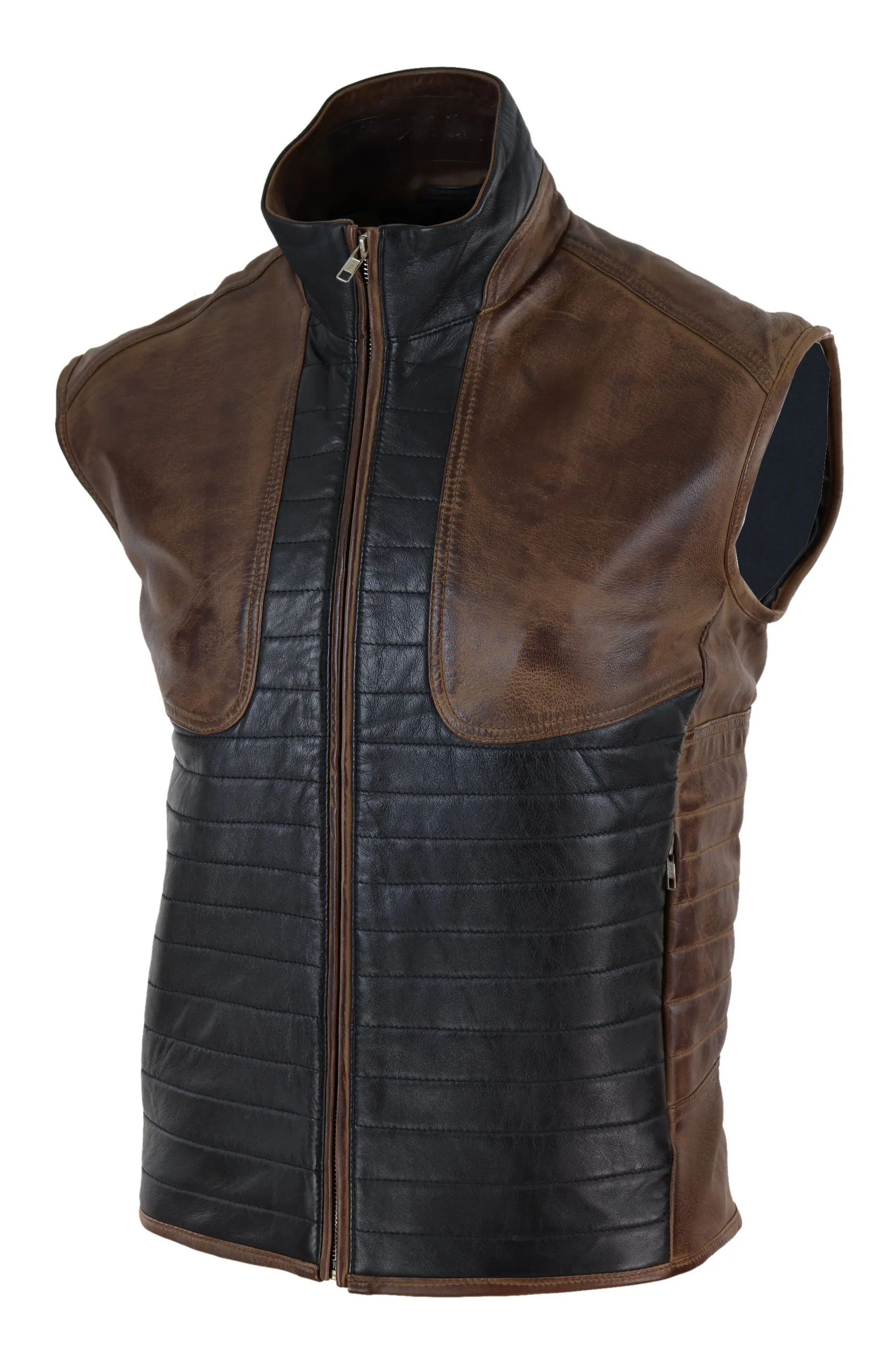 Japanese Style Leather Waistcoat Gilet