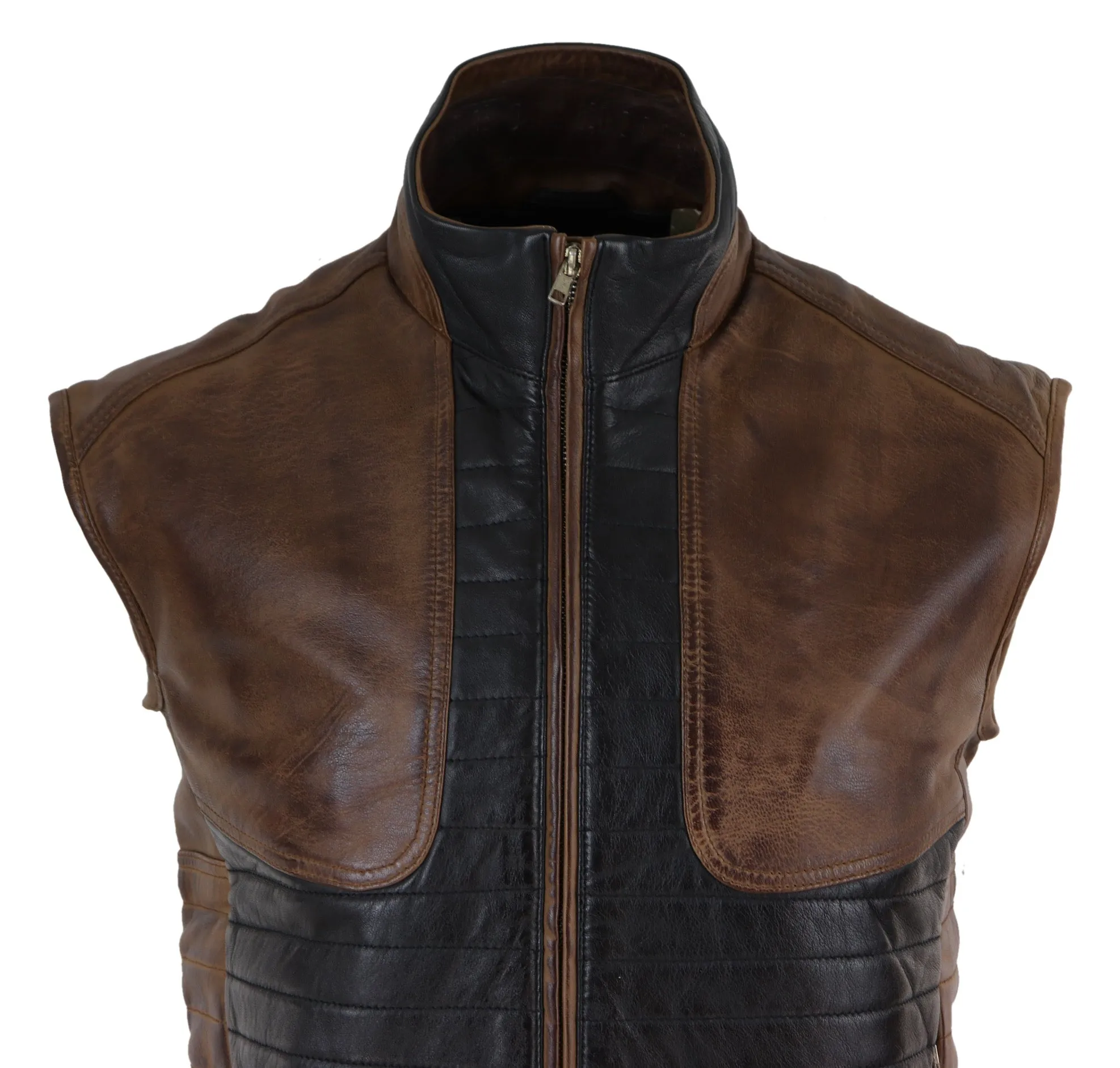 Japanese Style Leather Waistcoat Gilet