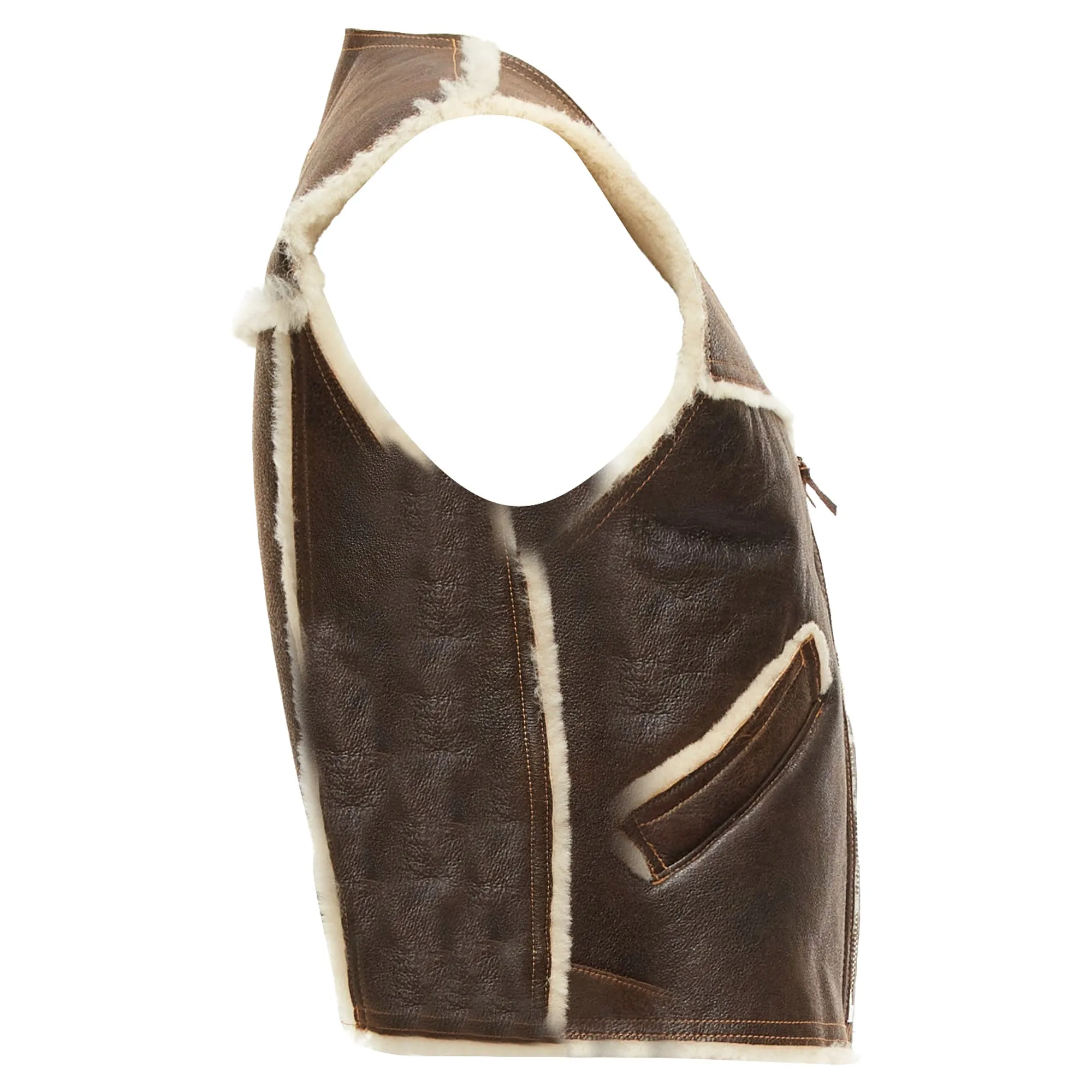 Jean Paul Gaultier Jeans Shearling Lined Logo Zip Vest
