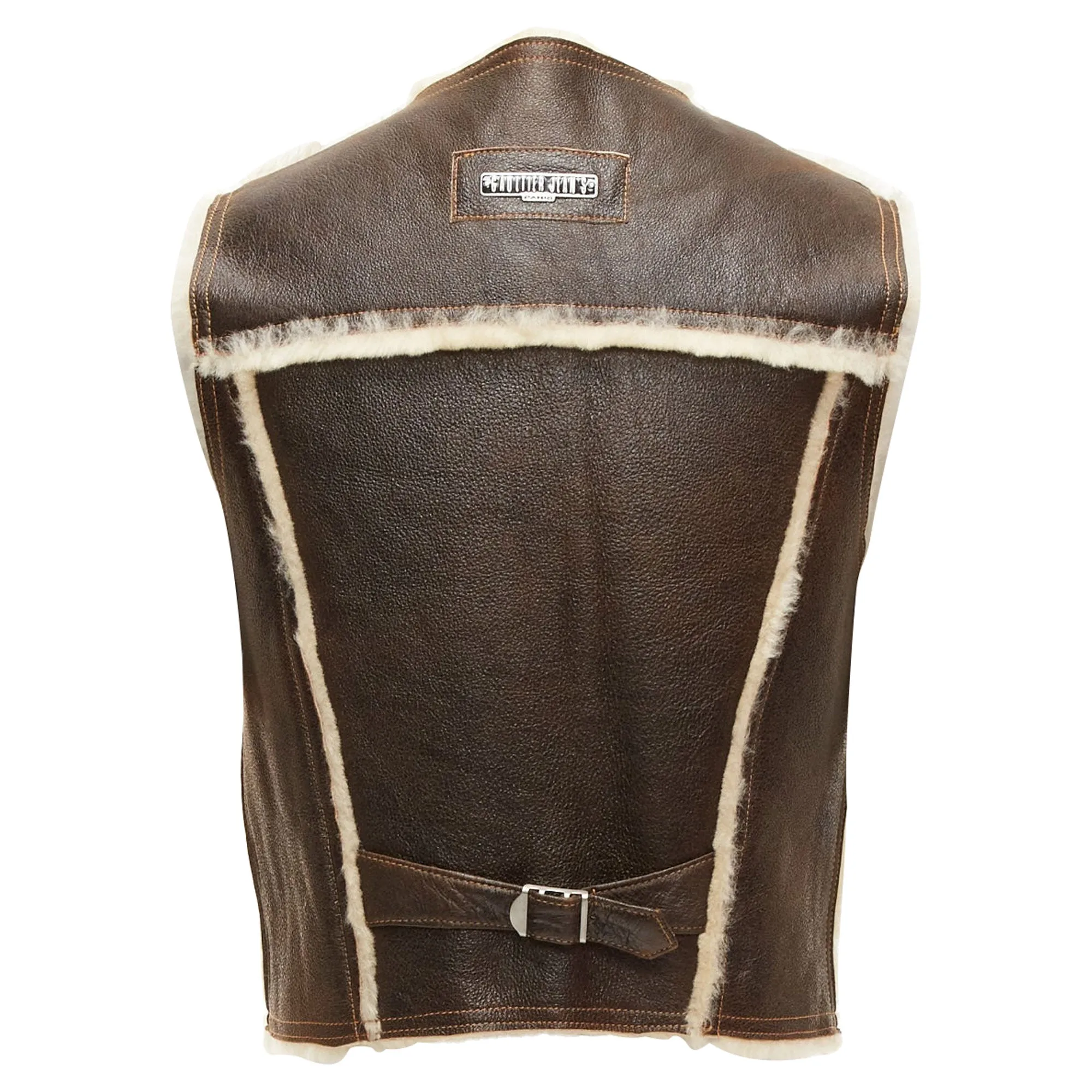 Jean Paul Gaultier Jeans Shearling Lined Logo Zip Vest