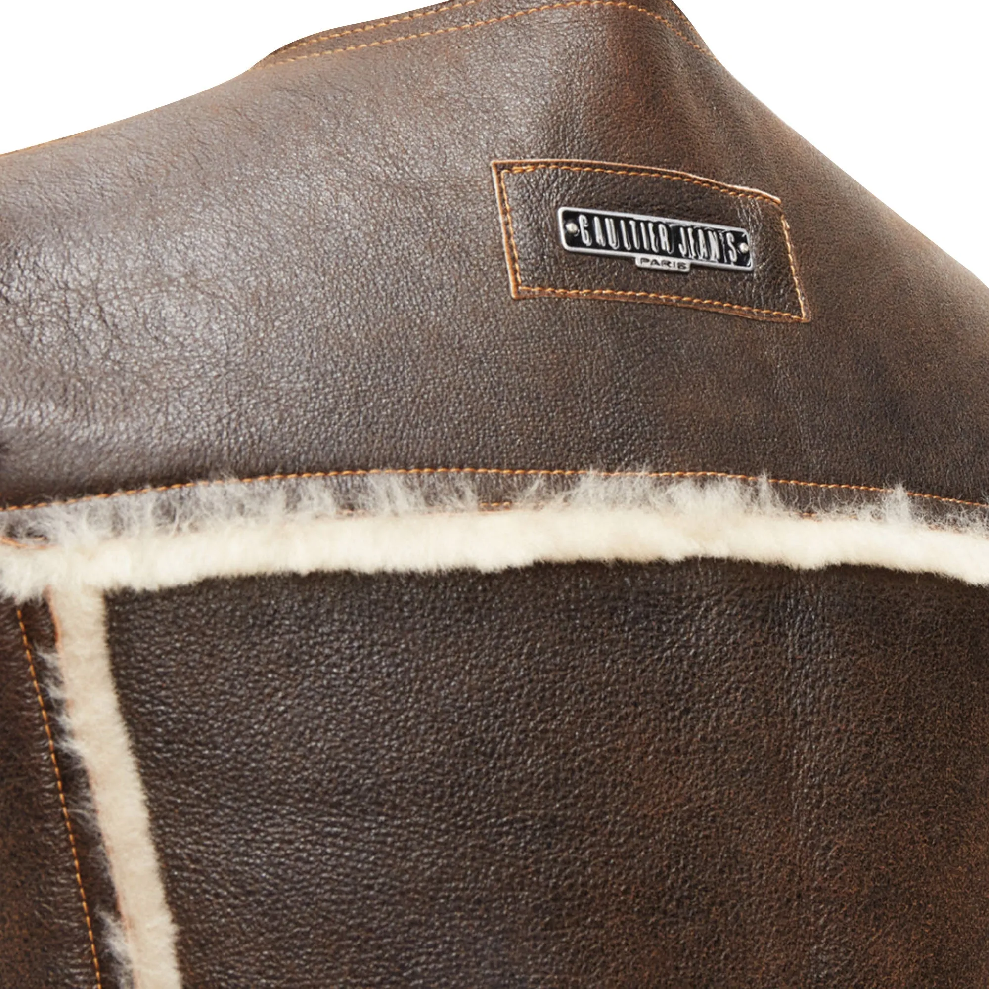 Jean Paul Gaultier Jeans Shearling Lined Logo Zip Vest