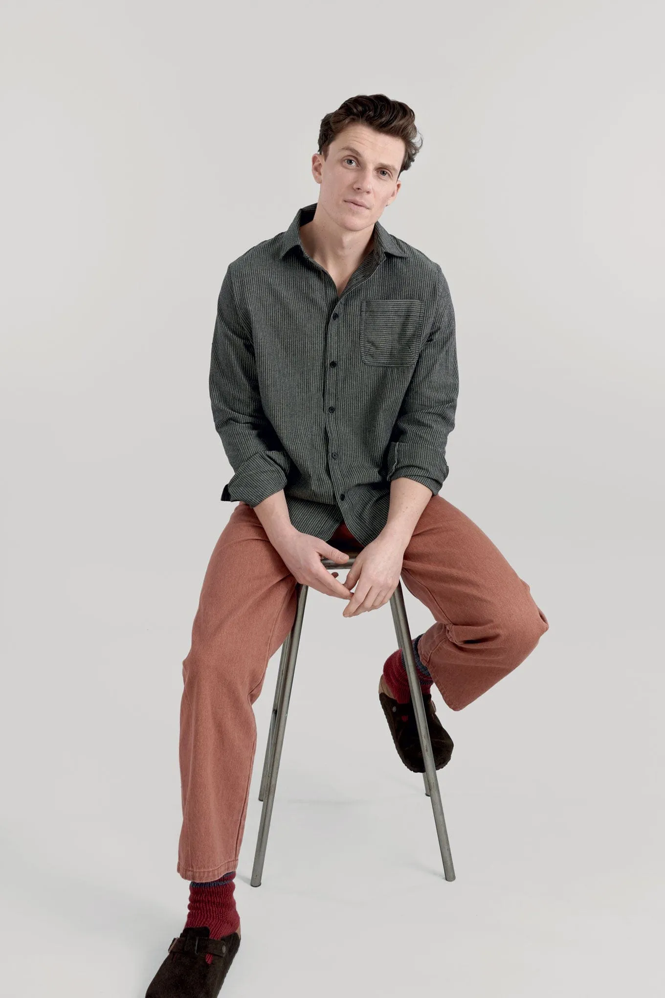 Jude Men's Organic Cotton Shirt | Monochrome Stripe