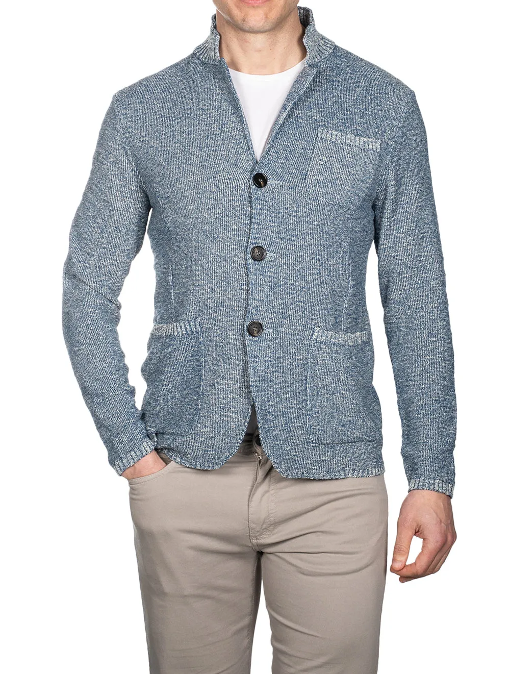 Knit Ribbed Swacket Blue