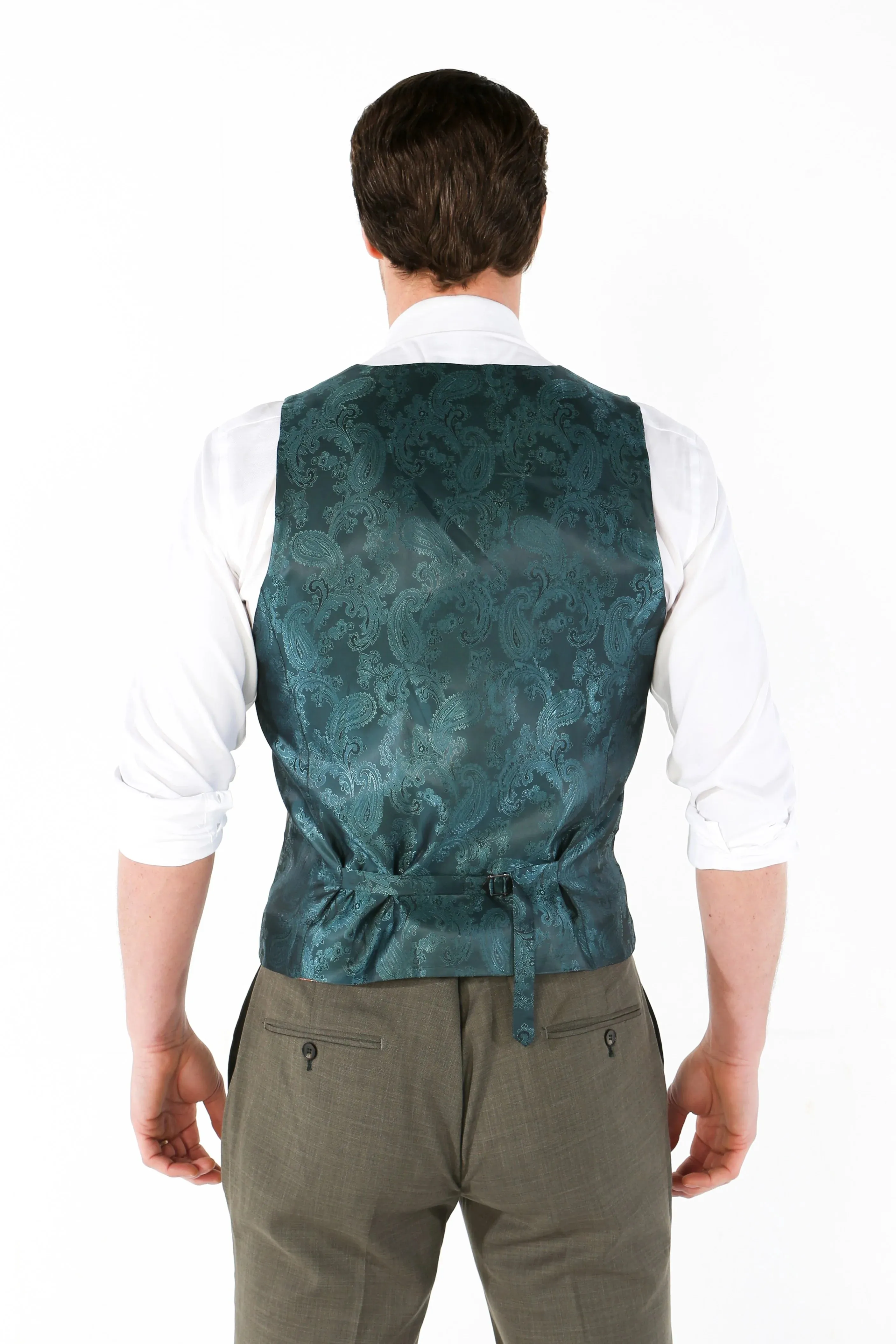 Kurt Tailored Fit Plain Sage Green Waistcoat