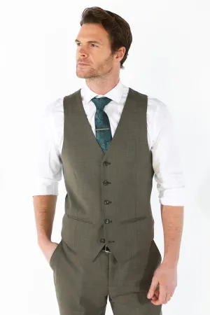 Kurt Tailored Fit Plain Sage Green Waistcoat