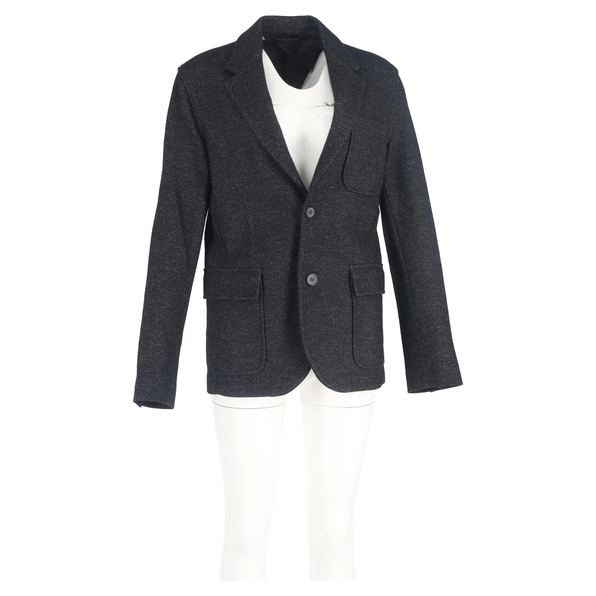 Lanvin Single-Breasted Blazer with Pockets in Black Wool