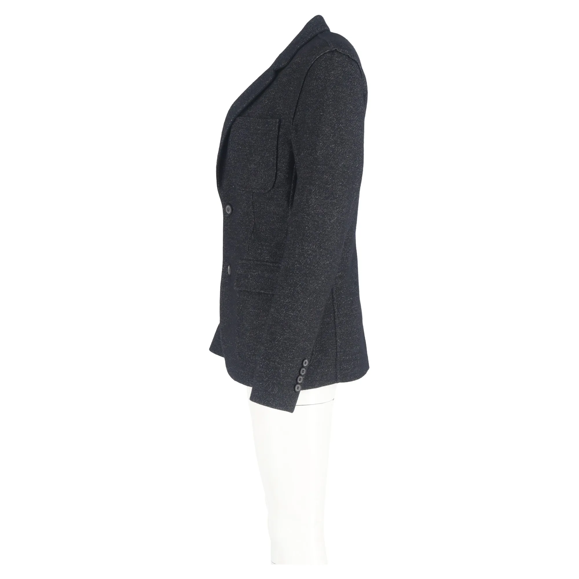 Lanvin Single-Breasted Blazer with Pockets in Black Wool