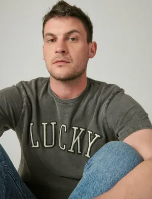 Lucky Brand Arch Lucky Logo Tee Blackened Pearl Lucky Brand