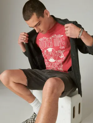 Lucky Brand Broken Wings Records Tee Jester Red Lucky Brand